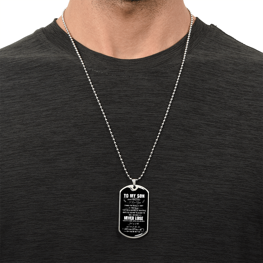 To My Son Dog Tag Necklace – A Father's Love Never Fails Personalized Gift