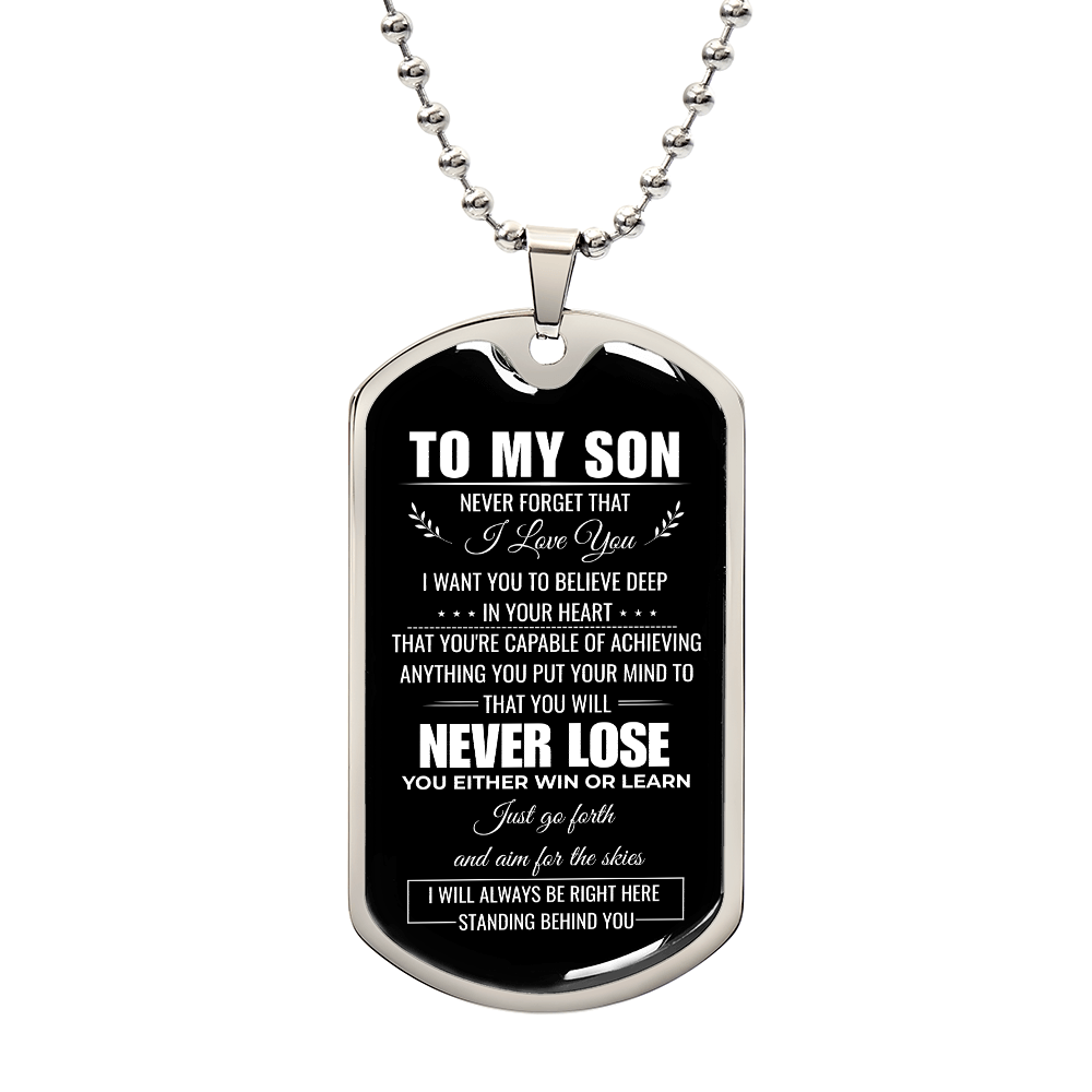 To My Son Dog Tag Necklace – A Father's Love Never Fails Personalized Gift
