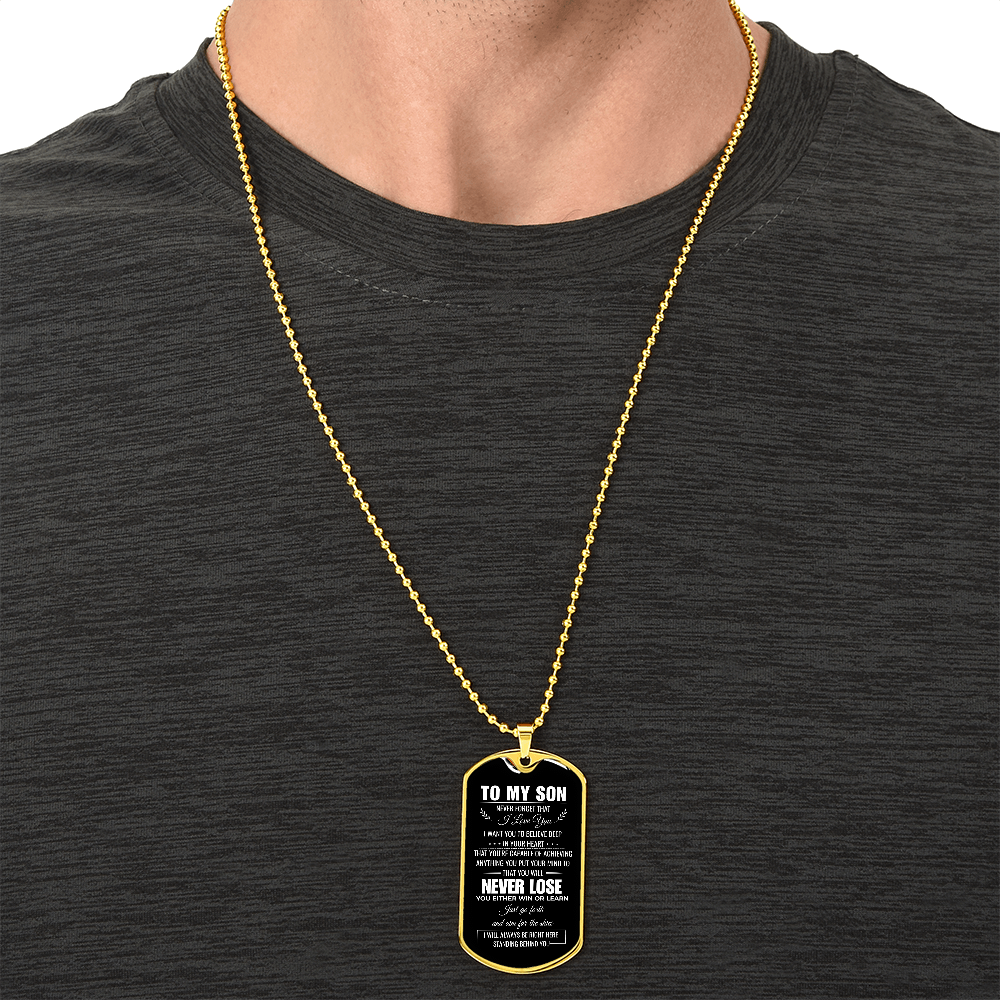 To My Son Dog Tag Necklace – A Father's Love Never Fails Personalized Gift