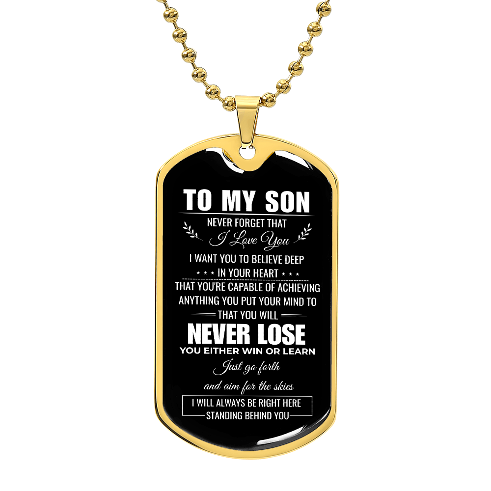 To My Son Dog Tag Necklace – A Father's Love Never Fails Personalized Gift