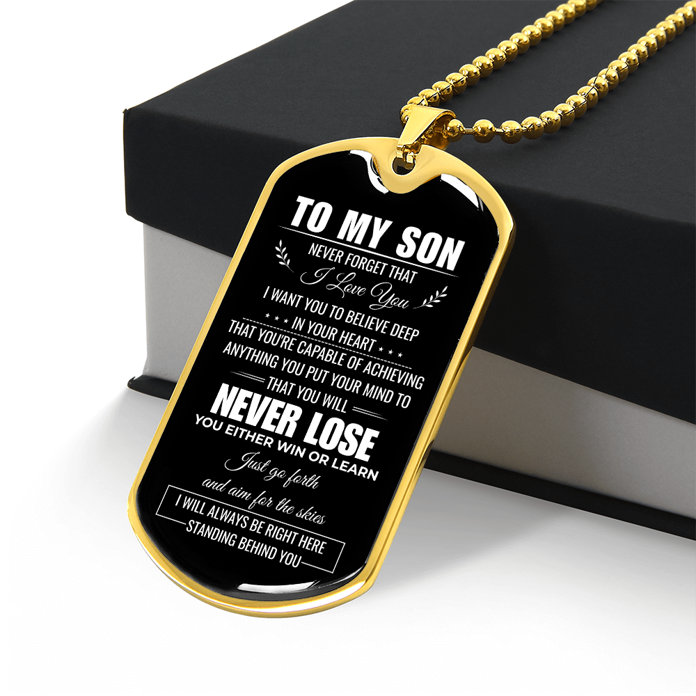 To My Son Dog Tag Necklace – A Father's Love Never Fails Personalized Gift